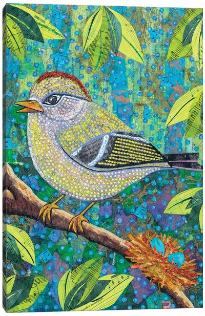Mother Bird Canvas Art Print - Teal Buehler