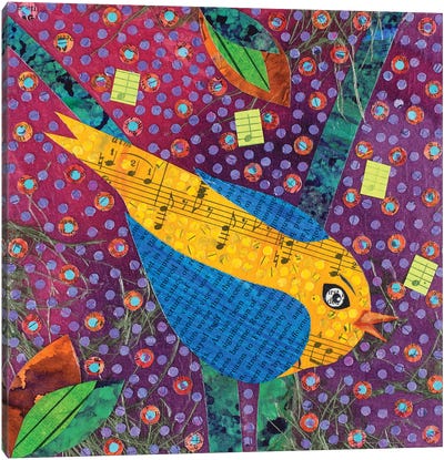Musical Songbird Canvas Art Print - Teal Buehler