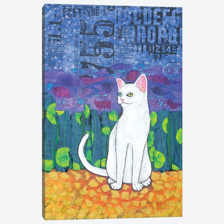 Odd Eyed White Cat Canvas Print #TBH75} by Teal Buehler Canvas Artwork
