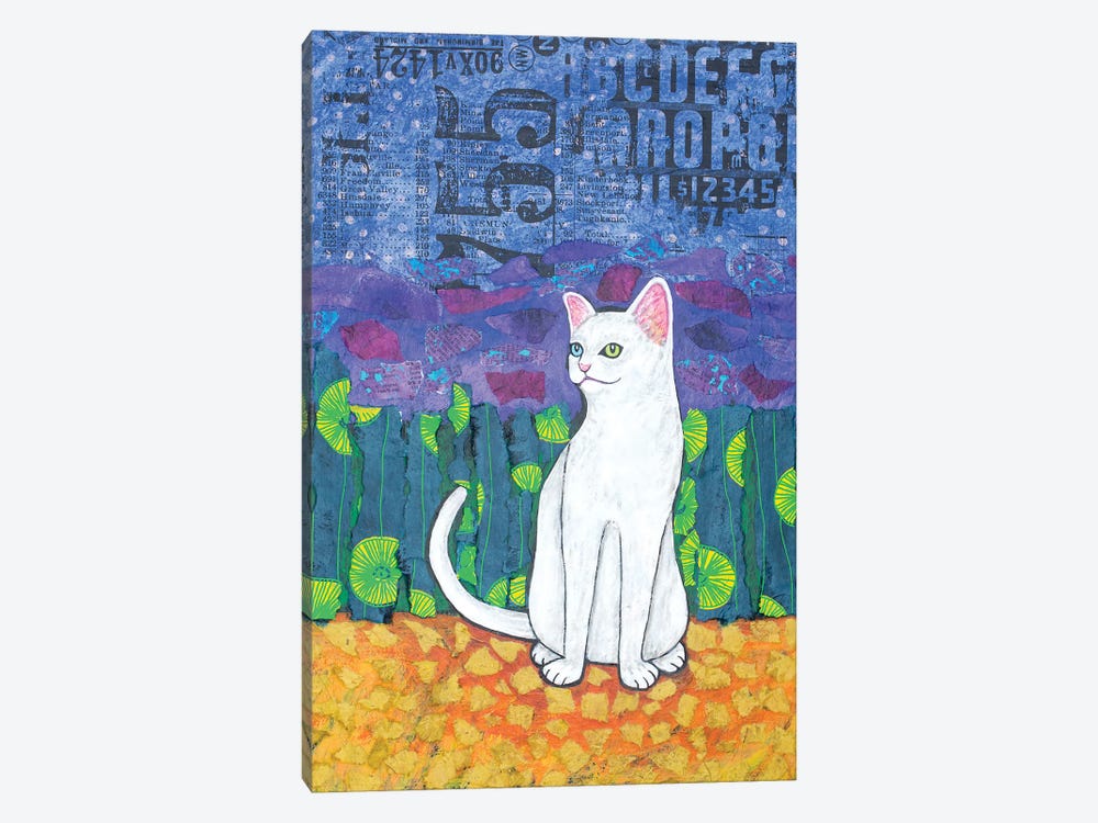 Odd Eyed White Cat by Teal Buehler 1-piece Canvas Print