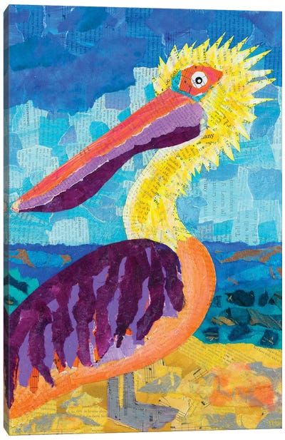 Pelican Canvas Art Print - Teal Buehler