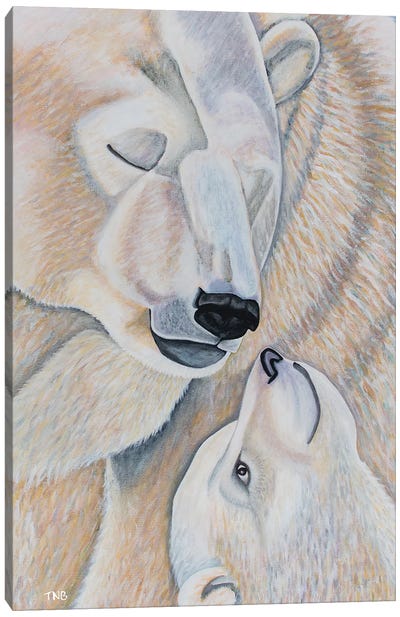 Polar Bear Love Canvas Art Print - Teal Buehler