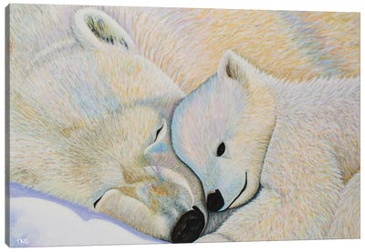 Polar Bear Love II Canvas Art Print - Teal Buehler
