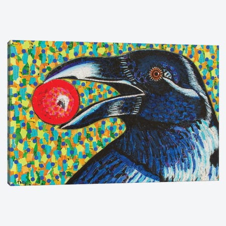 Raven With Berry Canvas Print #TBH84} by Teal Buehler Canvas Print