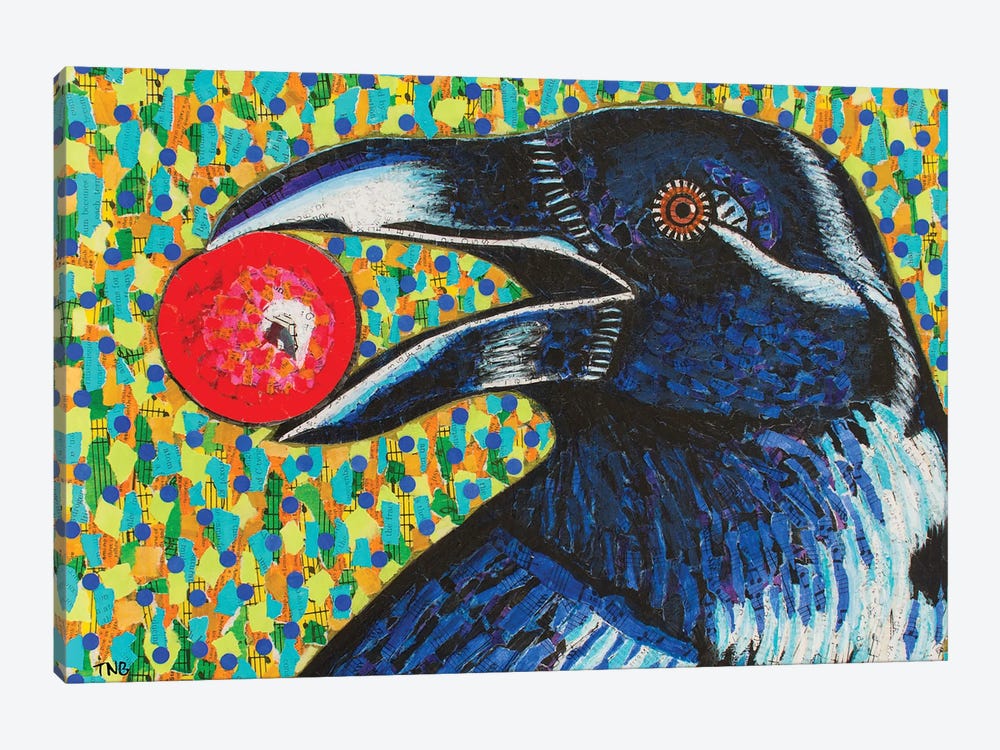 Raven With Berry by Teal Buehler 1-piece Art Print