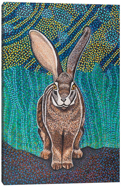 Riverine Rabbit Canvas Art Print - Teal Buehler