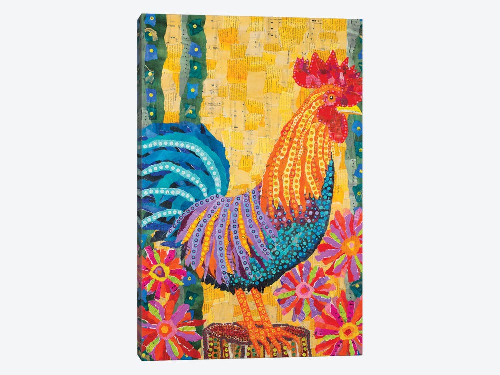 Rooster In The Flowers by Teal Buehler 1-piece Canvas Print