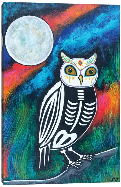 Sacred Owl Canvas Art Print - Día de los Muertos Art