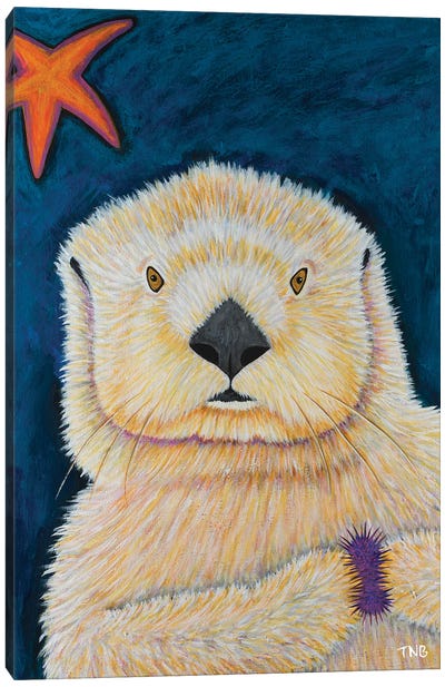 Sea Otter Canvas Art Print - Teal Buehler