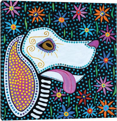 Spirit Dog Canvas Art Print - Teal Buehler