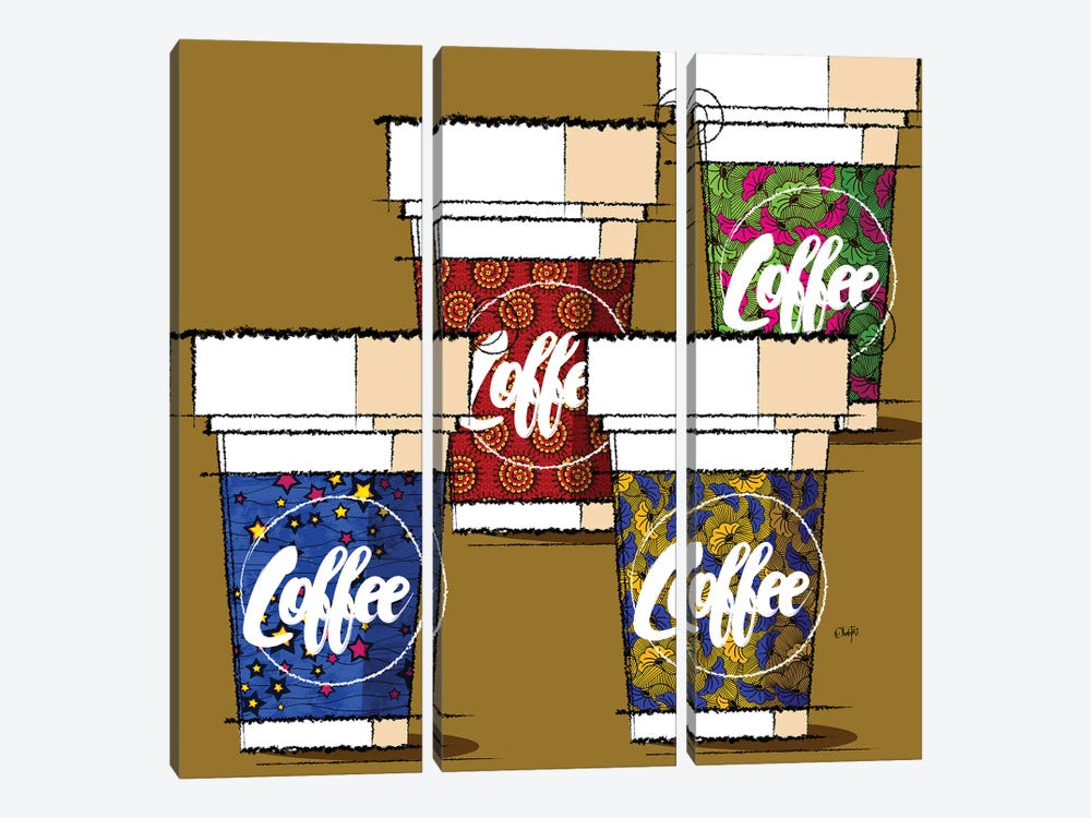 4 Cups Of Coffee by Ohab TBJ 3-piece Canvas Artwork