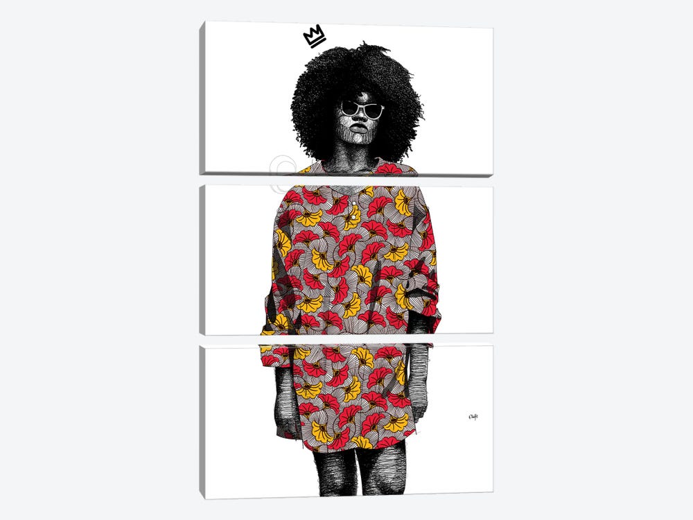 Quirky Black Girl III by Ohab TBJ 3-piece Canvas Art Print