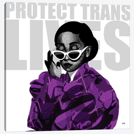 Protect Trans Lives Canvas Print #TBJ77} by Ohab TBJ Canvas Wall Art