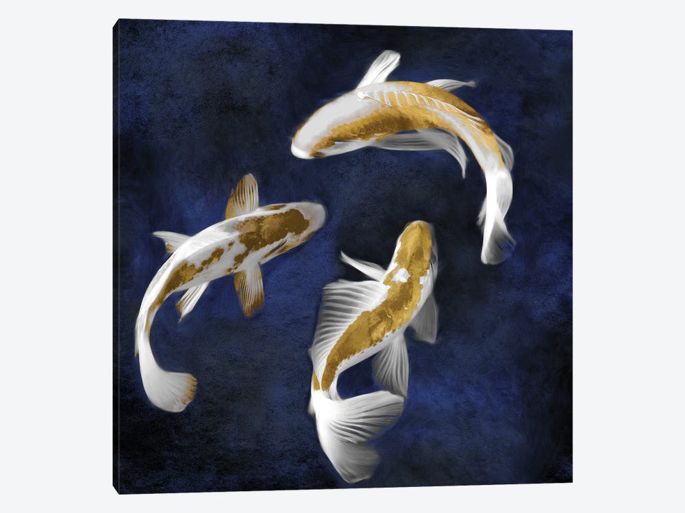Koi On Blue II by Tina Blakely 1-piece Canvas Wall Art