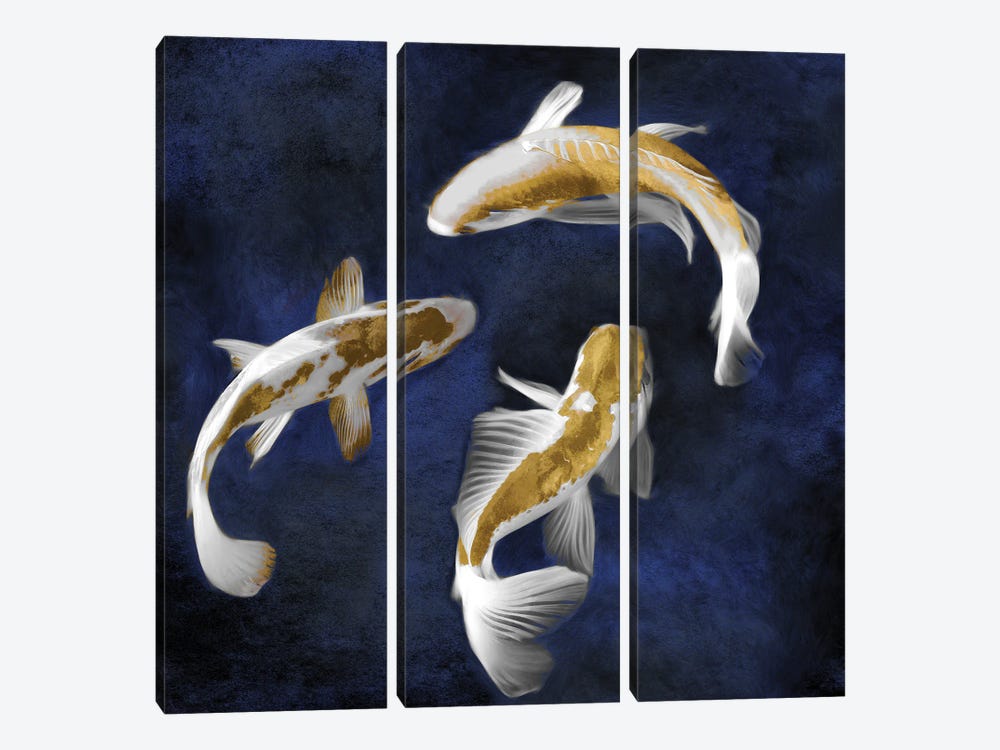 Koi On Blue II by Tina Blakely 3-piece Canvas Artwork