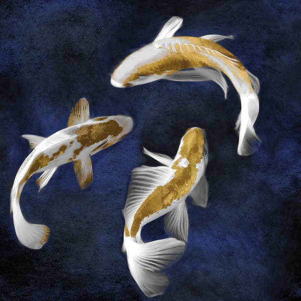 Koi: Koi On Blue II by Tina Blakely