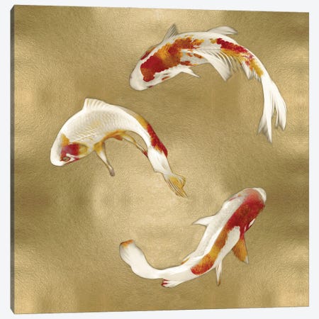 Koi On Gold I Canvas Print #TBK13} by Tina Blakely Canvas Wall Art