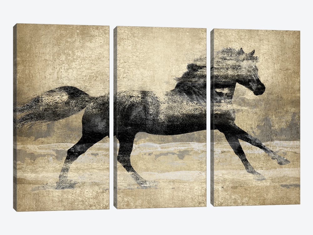 Running Horse - Gold II by Tina Blakely 3-piece Canvas Artwork
