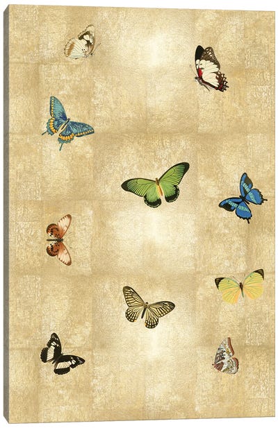 Butterflies On Gold I Canvas Art Print - Monarch Metamorphosis