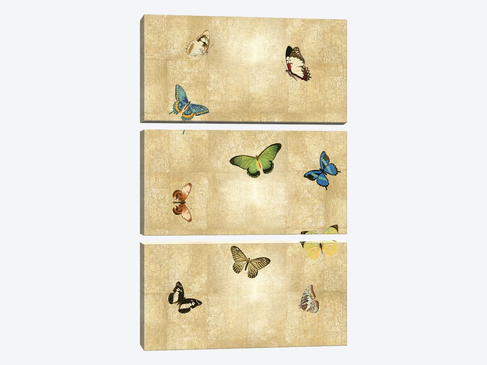 Butterflies On Gold I by Tina Blakely 3-piece Canvas Art Print