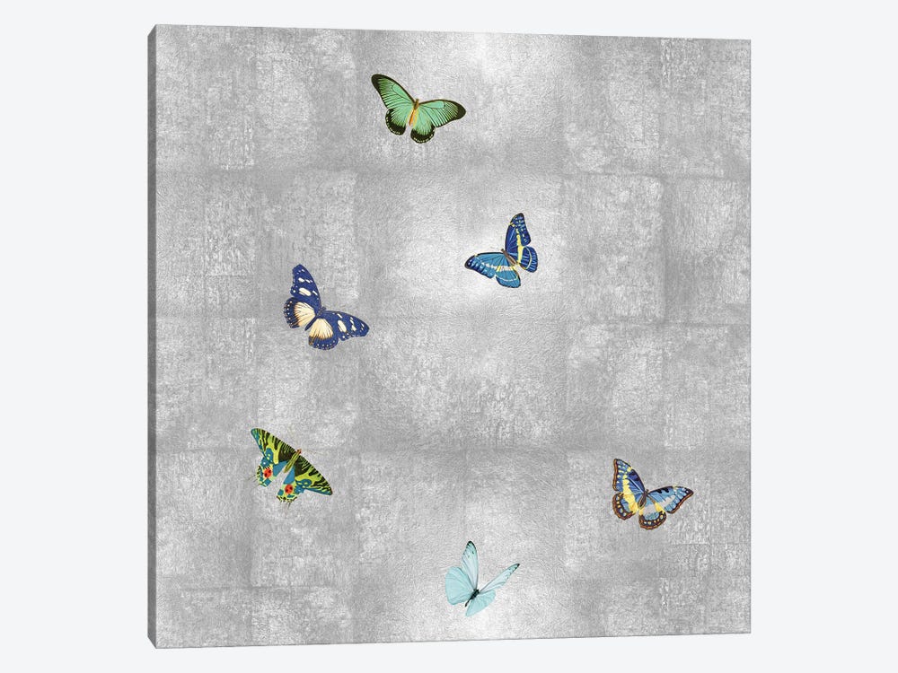 Butterflies On Silver I by Tina Blakely 1-piece Canvas Artwork
