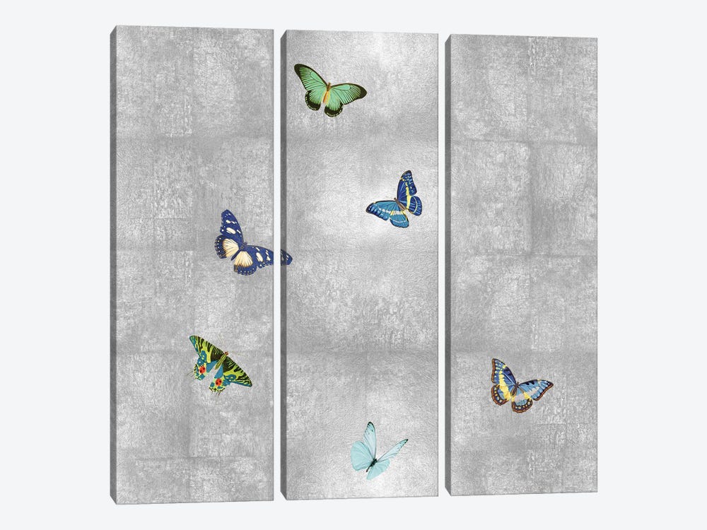 Butterflies On Silver I by Tina Blakely 3-piece Canvas Art