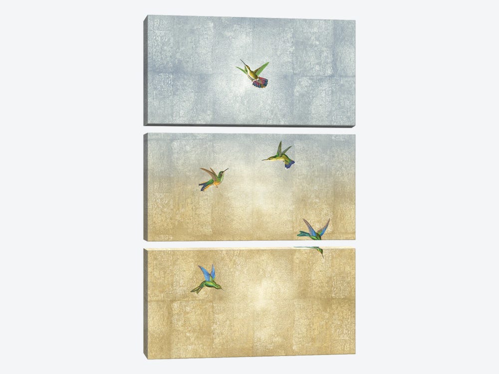 Hummingbirds In Flight II by Tina Blakely 3-piece Canvas Wall Art
