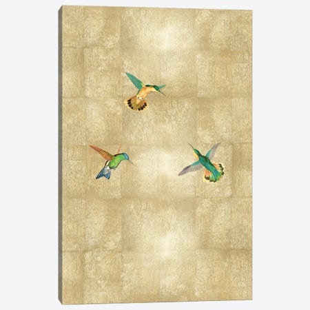 Hummingbirds On Gold I Canvas Print #TBK8} by Tina Blakely Canvas Art