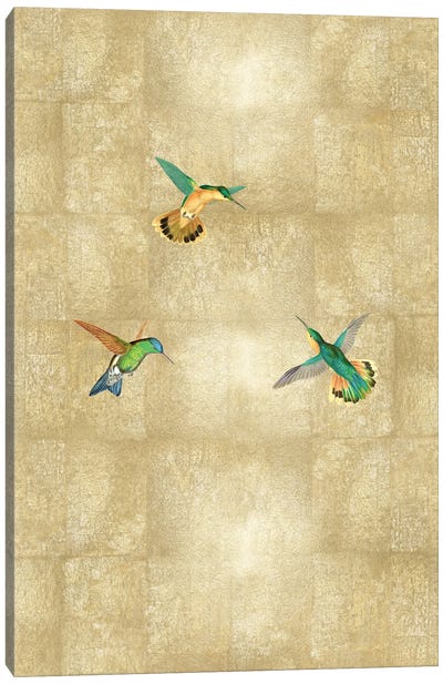 Hummingbirds On Gold I Canvas Art Print