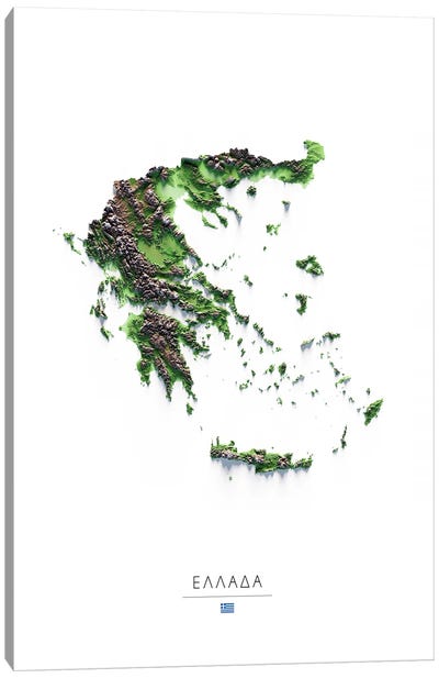 Greece Canvas Art Print - 3-Piece Map Art