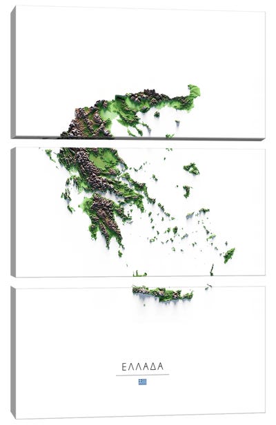 Greece Canvas Art Print - 3-Piece Map Art