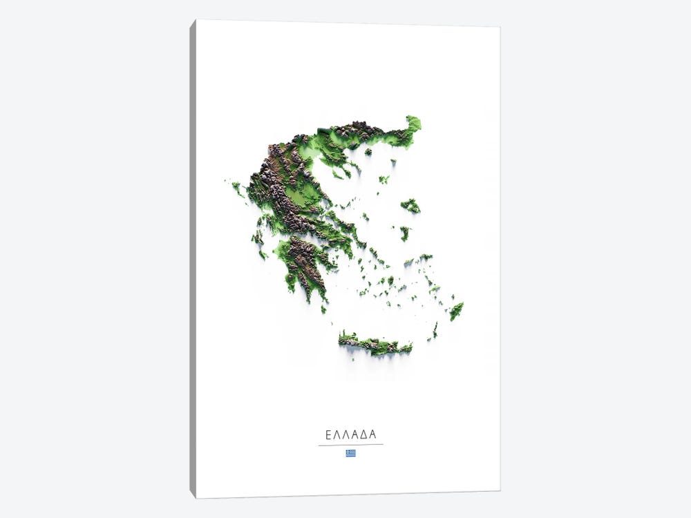 Greece by Trobart Maps 1-piece Canvas Artwork