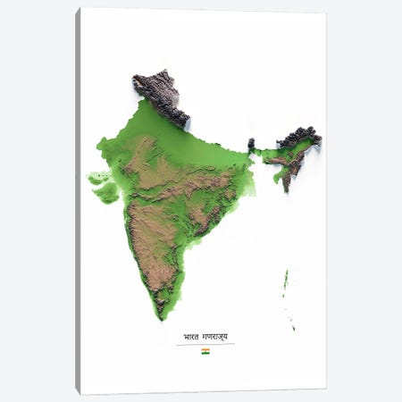 India Canvas Print #TBM13} by Trobart Maps Canvas Artwork