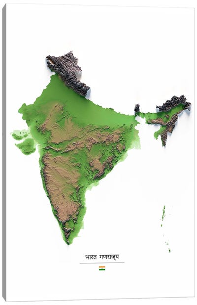 India Canvas Art Print - Large Map Art