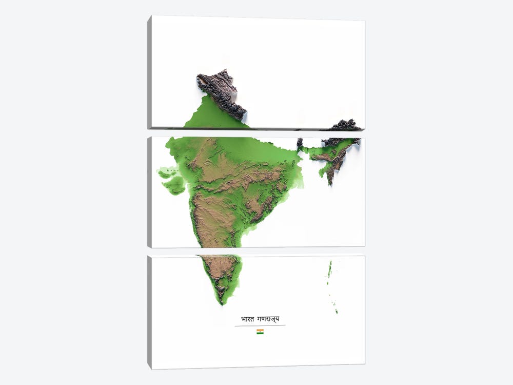 India by Trobart Maps 3-piece Canvas Print