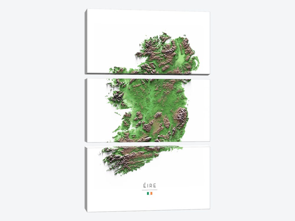Ireland by Trobart Maps 3-piece Canvas Artwork