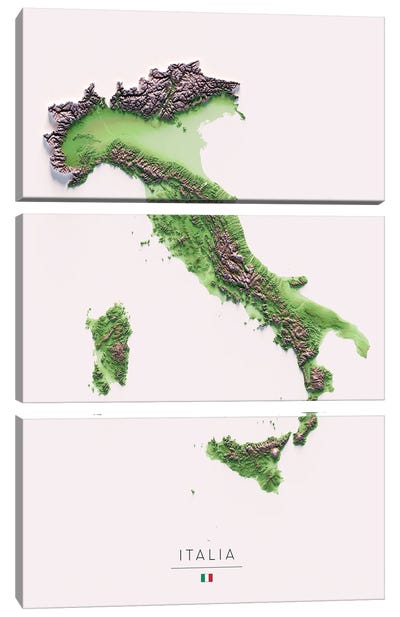 Italy Canvas Art Print - 3-Piece Map Art