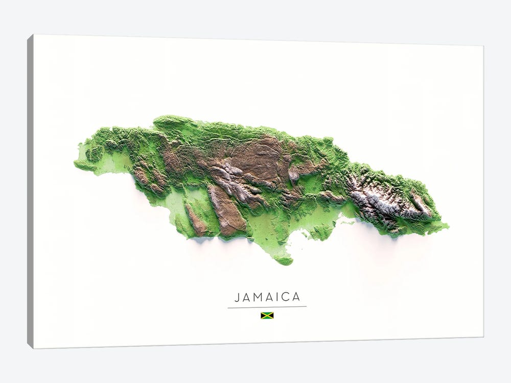 Jamaica by Trobart Maps 1-piece Canvas Art