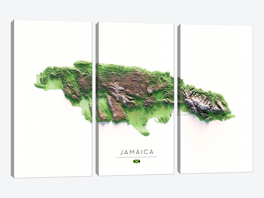 Jamaica by Trobart Maps 3-piece Canvas Artwork