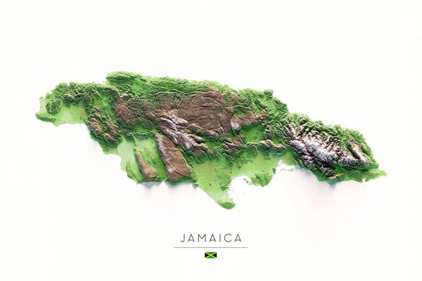 Large Map Art - Canvas Prints: Jamaica by Trobart Maps