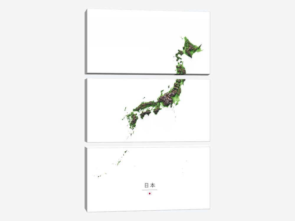Japan by Trobart Maps 3-piece Canvas Art Print