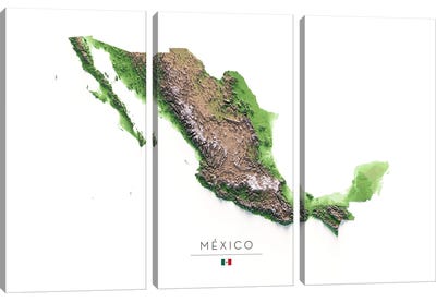 Mexico Canvas Art Print - 3-Piece Map Art