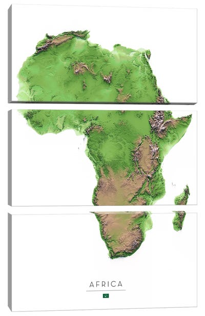 Africa Canvas Art Print - 3-Piece Map Art