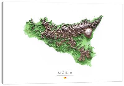 Sicily Canvas Art Print - 3-Piece Map Art