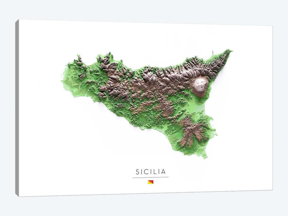 Sicily by Trobart Maps 1-piece Canvas Print