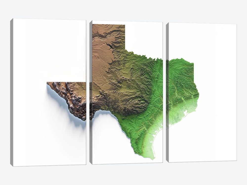 Texas by Trobart Maps 3-piece Canvas Art
