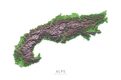 The Alps by Trobart Maps canvas print