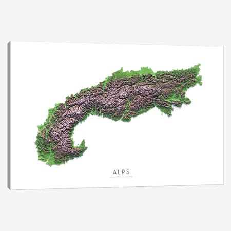 The Alps Canvas Print #TBM24} by Trobart Maps Canvas Artwork