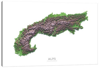 The Alps Canvas Art Print - 3-Piece Map Art