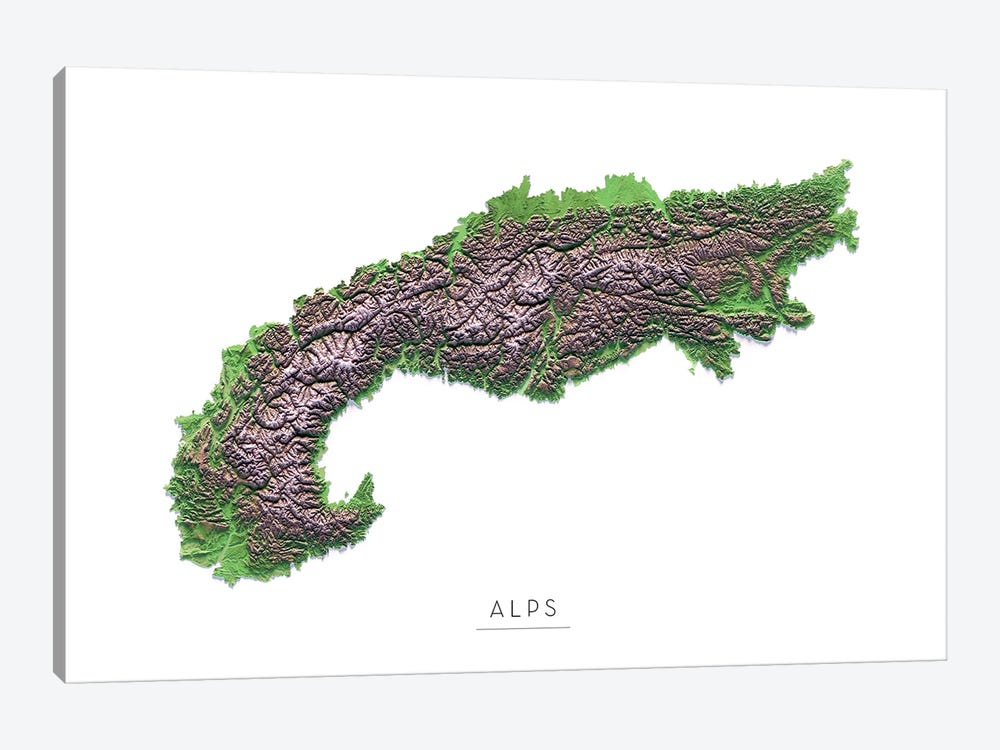 The Alps by Trobart Maps 1-piece Canvas Print
